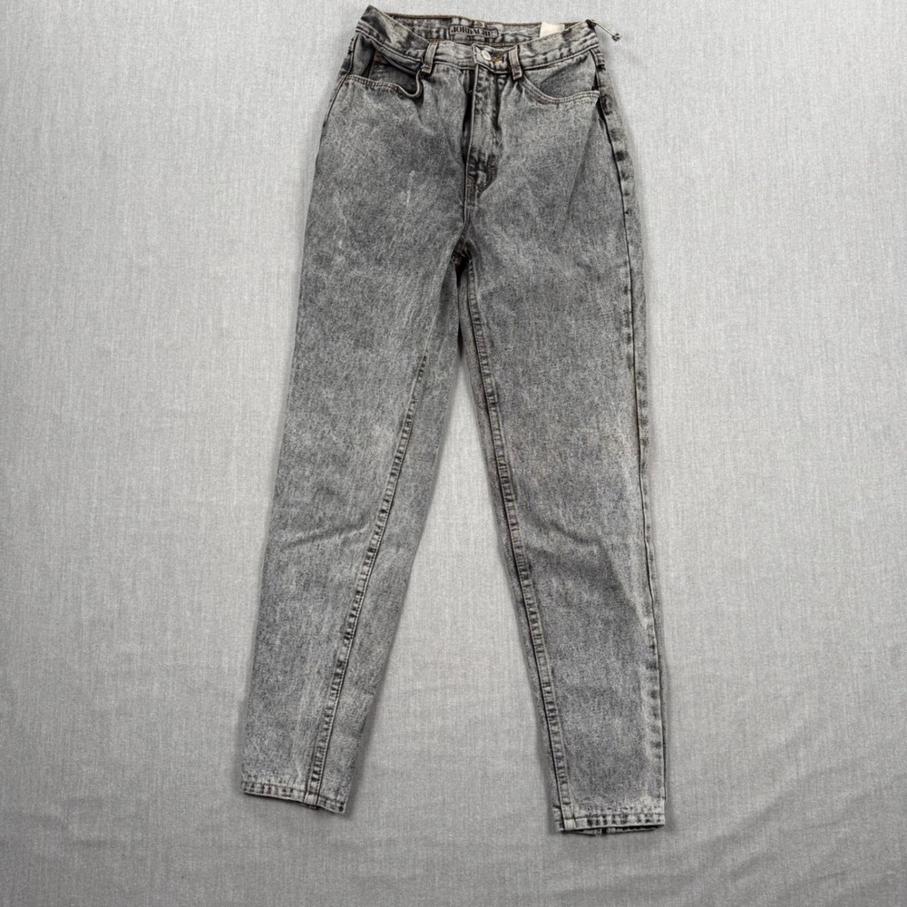 Vintage Jordache Basics Acid Wash High Waist Mom Jeans Grey Bow Ankle Zip 7657-J
